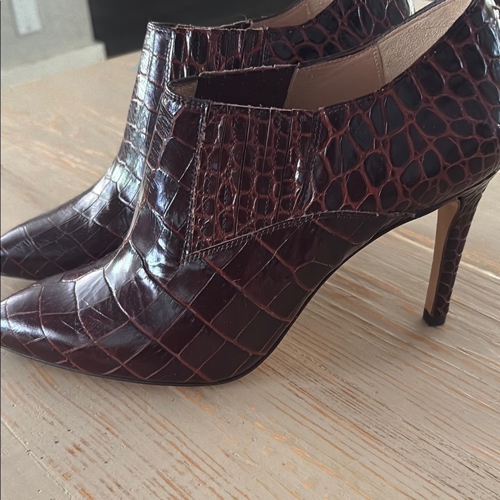 Inez Marisol 90 Heeled Boots with Croc-Embossed Leather